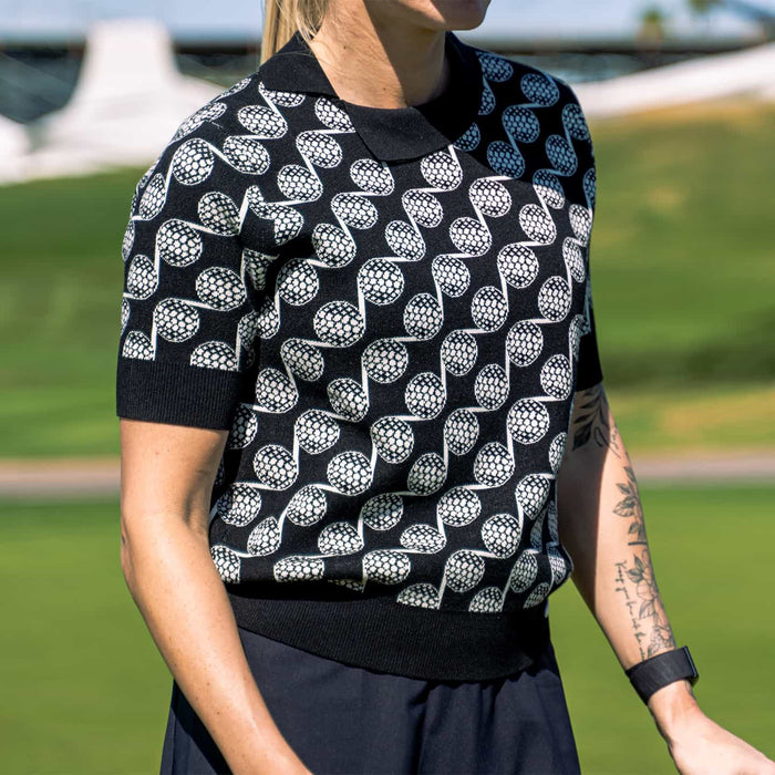 Women's Golf Ball Motif Knitted Top