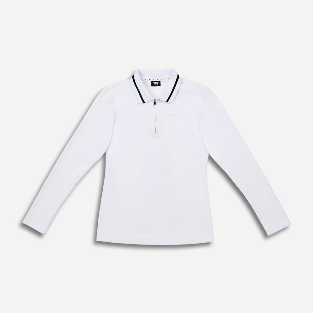 Women's Terry Cloth 1/4 Zip Long Sleeve Polo